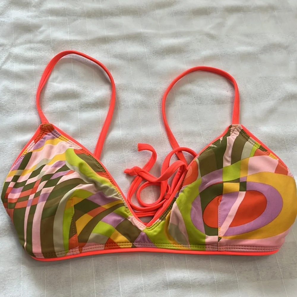 J. Crew Shattered Swirl triangle bikini bright multicolored swimsuit Size XS